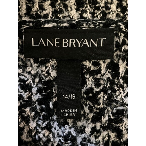 Lane Bryant Sweater Womens 14/16 Black White Boucle Knit V-Neck Tunic Pullover - Picture 5 of 7